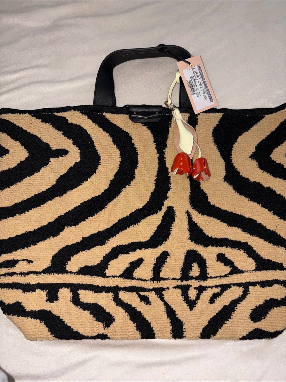 NWT VOILE BLANCHE THE LARGE WINTER SAFARI TOTE BAG in DARK BROWN-BEIGE - Picture 7 of 14